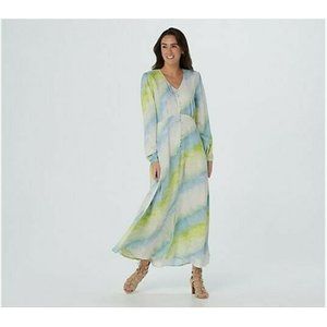 Laurie Felt Blue and Green Maxi Dress